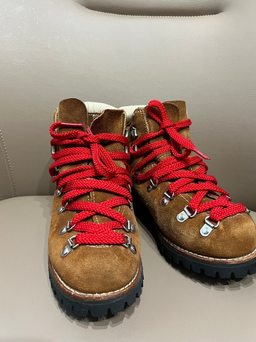 VTG Gallenkamp Hiking Boots Men Sz 6 Womens Sz 7.5 8 Tan Brown Vibram
